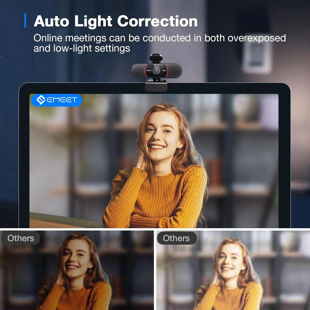 Webcam 4K Autofocus EMEET – 2 Microfoni, USB, 66°, per Streaming e Videoconferenze