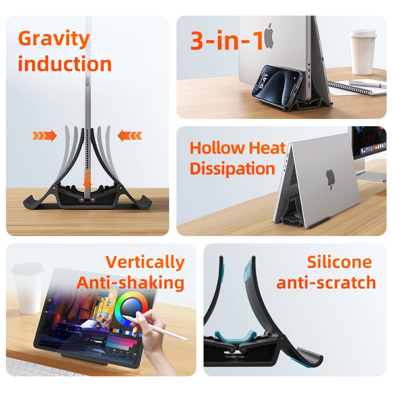 Supporto Laptop Verticale CABLETIME – per MacBook, Surface, HP, Dell e iPad