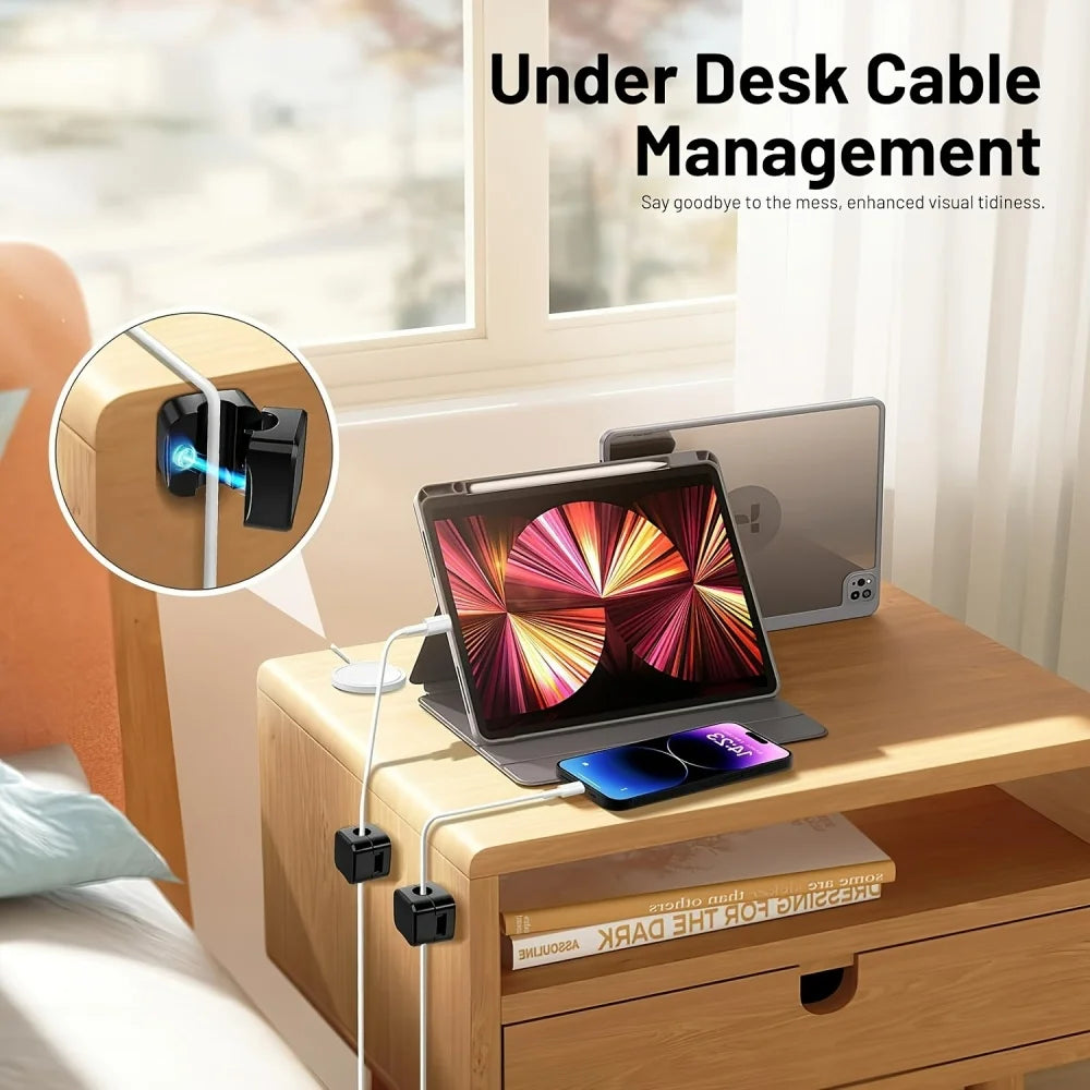 Clip per Cavi Magnetici – Supporto Regolabile Sotto Scrivania, Organizer Cavi