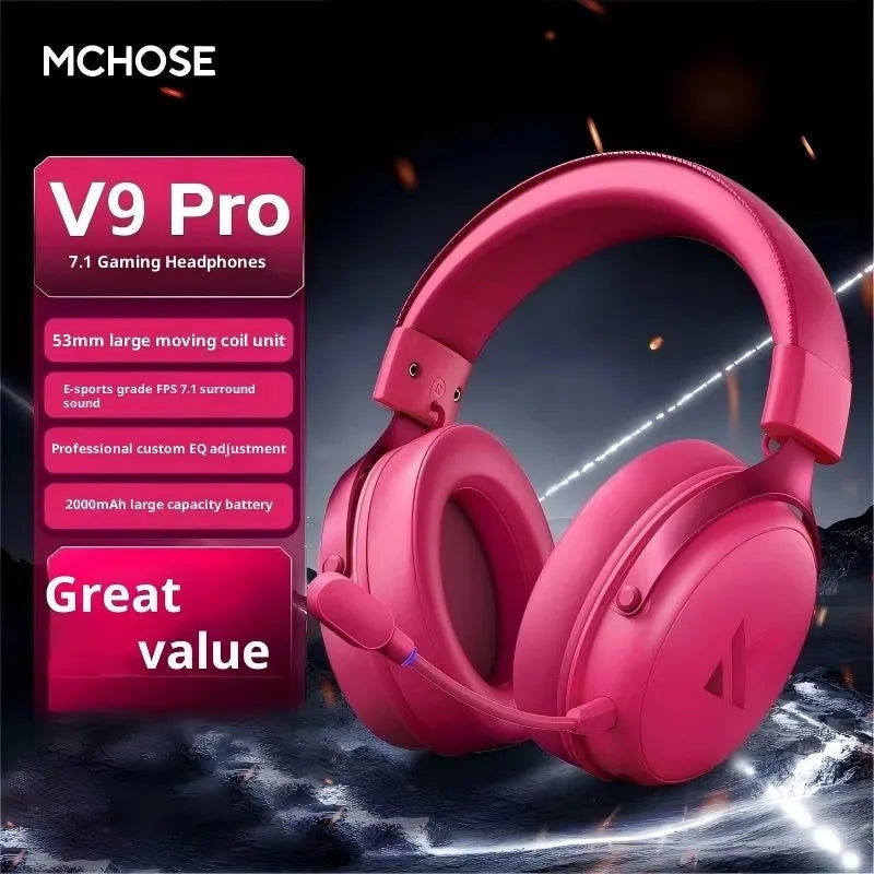 Cuffie Gaming MCHOSE V9 Pro 2 – Bluetooth Wireless, 3 Modalità, Microfono, per PC