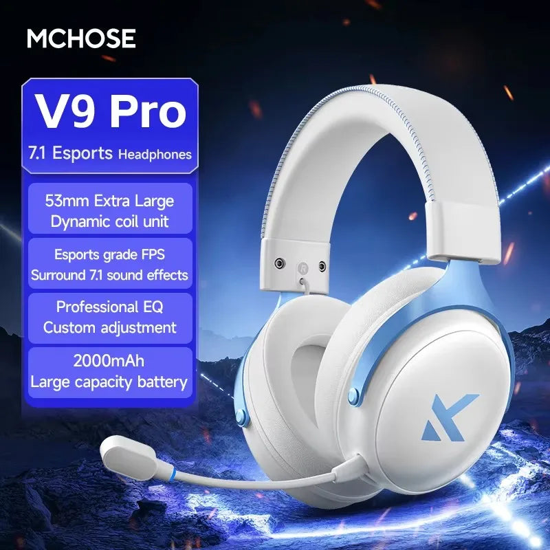 Cuffie Gaming MCHOSE V9 Pro 2 – Bluetooth Wireless, 3 Modalità, Microfono, per PC