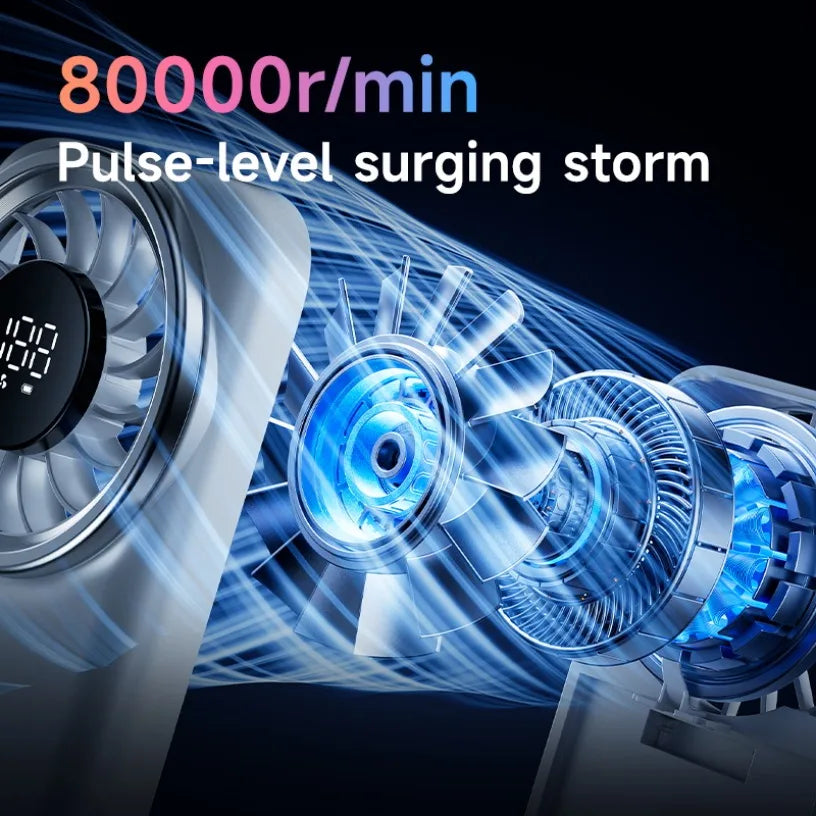 Mini Ventilatore Portatile Turbo – 100 Velocità, USB, Display LED, 80.000 RPM