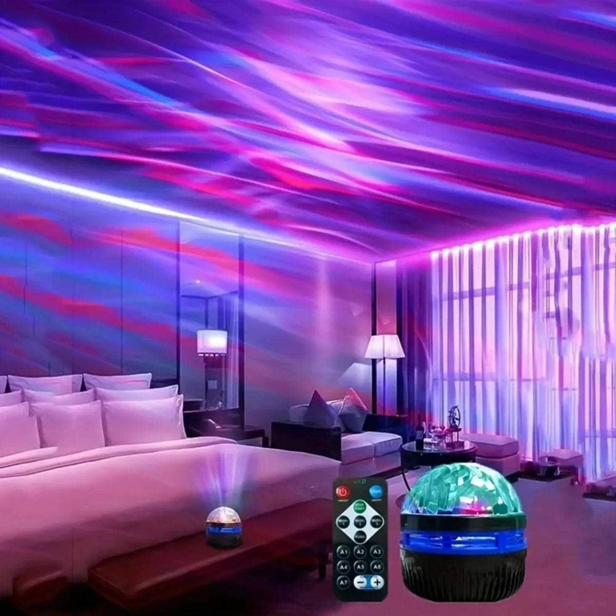 Proiettore LED Cielo Stellato RGB – 7 Colori, Rotazione e Telecomando