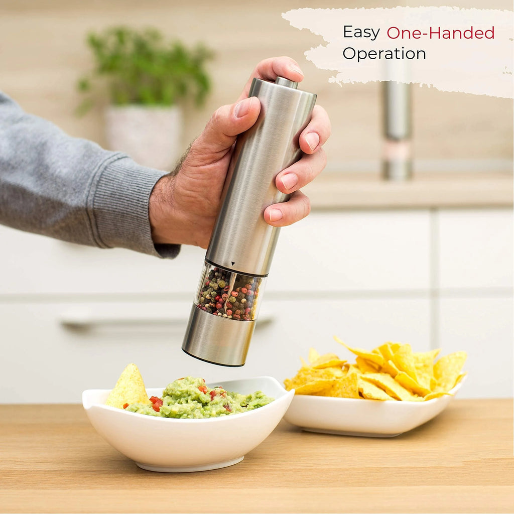 Set Macina Sale e Pepe Elettrico – Acciaio Inox, Luce LED, Funzionamento a Una Mano