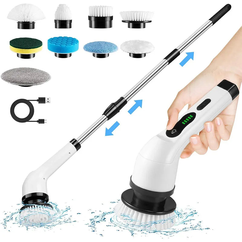 Spazzola Elettrica Multiuso Senza Fili – per Cucina, Bagno e WC, con 5 Testine