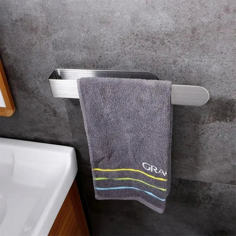 Portasciugamani Autoadesivo Senza Forare – per Bagno e Cucina, Acciaio Inox