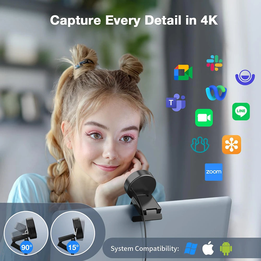 Webcam 4K EMEET 1080P 60fps – con Microfono, USB, per PC, Desktop e Laptop