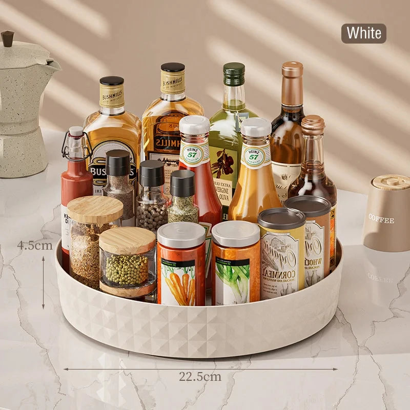 Rack Spezie Girevole 360° – Organizer da Cucina Rotondo, Antiscivolo, per Armadio