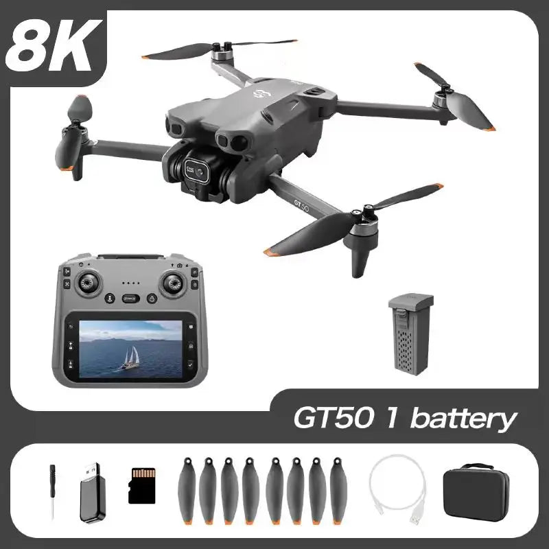Drone GT50 GPS Professionale – Fotocamera 8K HD, Brushless 5G, Flusso Ottico