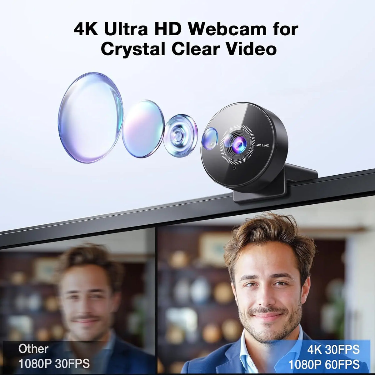 Webcam 4K EMEET 1080P 60fps – con Microfono, USB, per PC, Desktop e Laptop