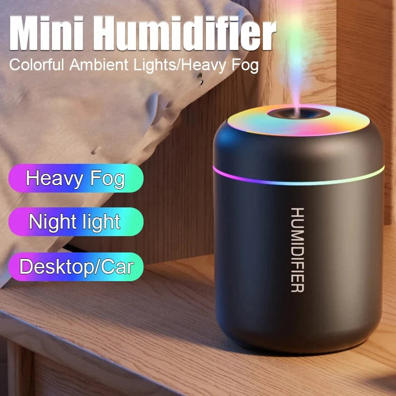 Umidificatore Mini USB HOMEFISH – Diffusore Aromi, Nebbia Fredda, LED, per Scrivania