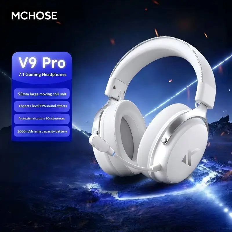 Cuffie Gaming MCHOSE V9 Pro 2 – Bluetooth Wireless, 3 Modalità, Microfono, per PC