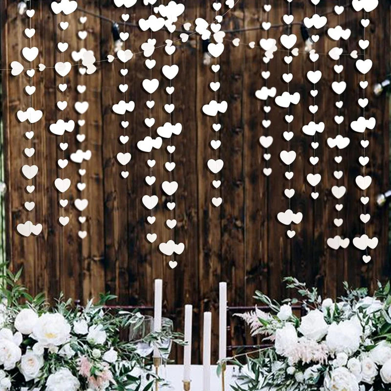 Banner Stelle Filanti Cuore 4m – Bianco, per Fidanzamento, Addio al Nubilato e Feste