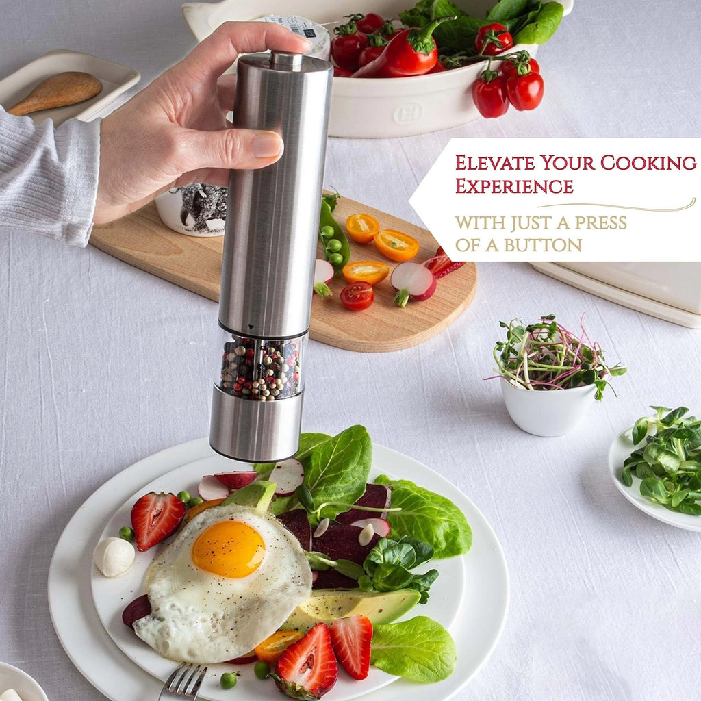 Set Macina Sale e Pepe Elettrico – Acciaio Inox, Luce LED, Funzionamento a Una Mano