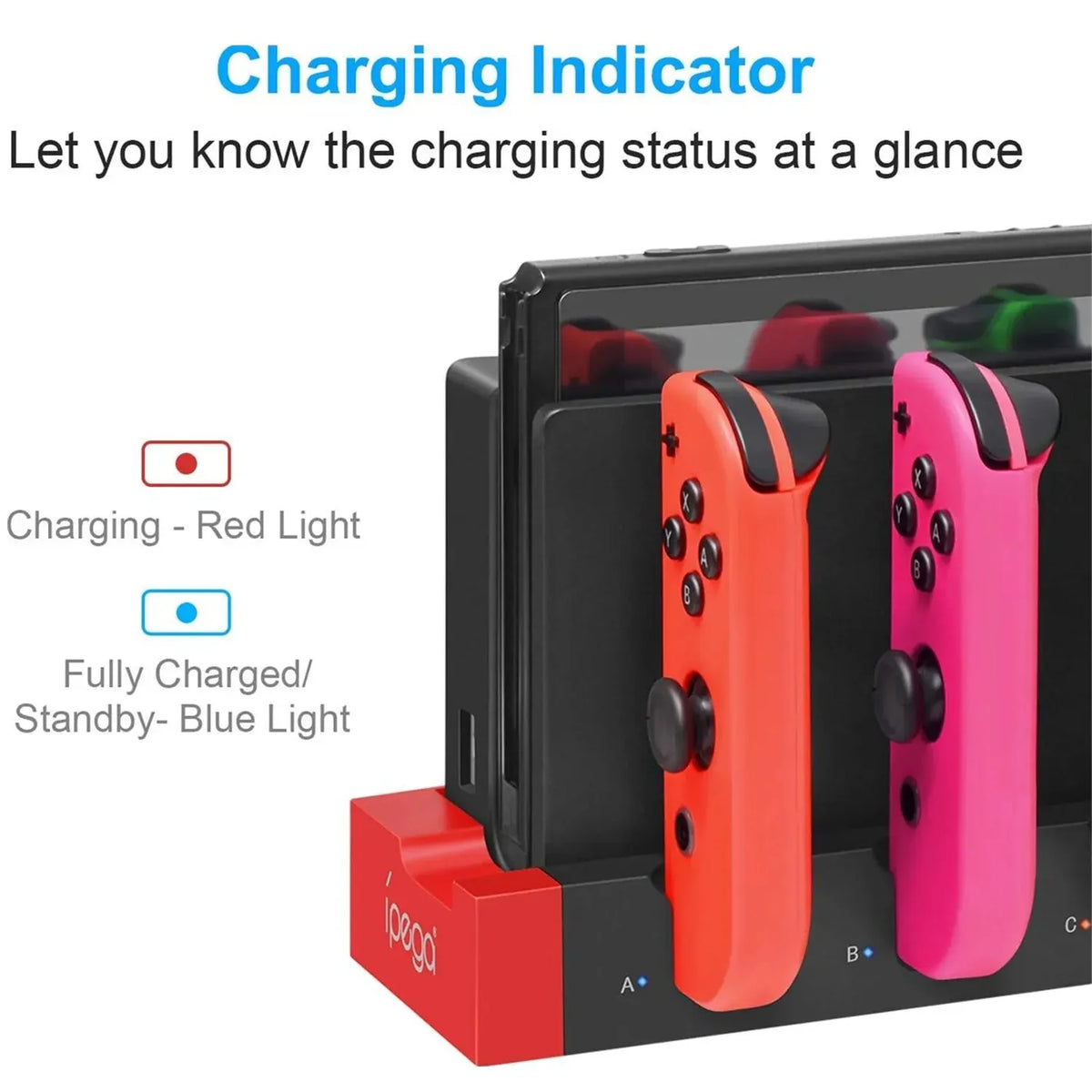 Stazione di Ricarica Joycon IPEGA PG-9186 – 4 Controller, Nintendo Switch e OLED