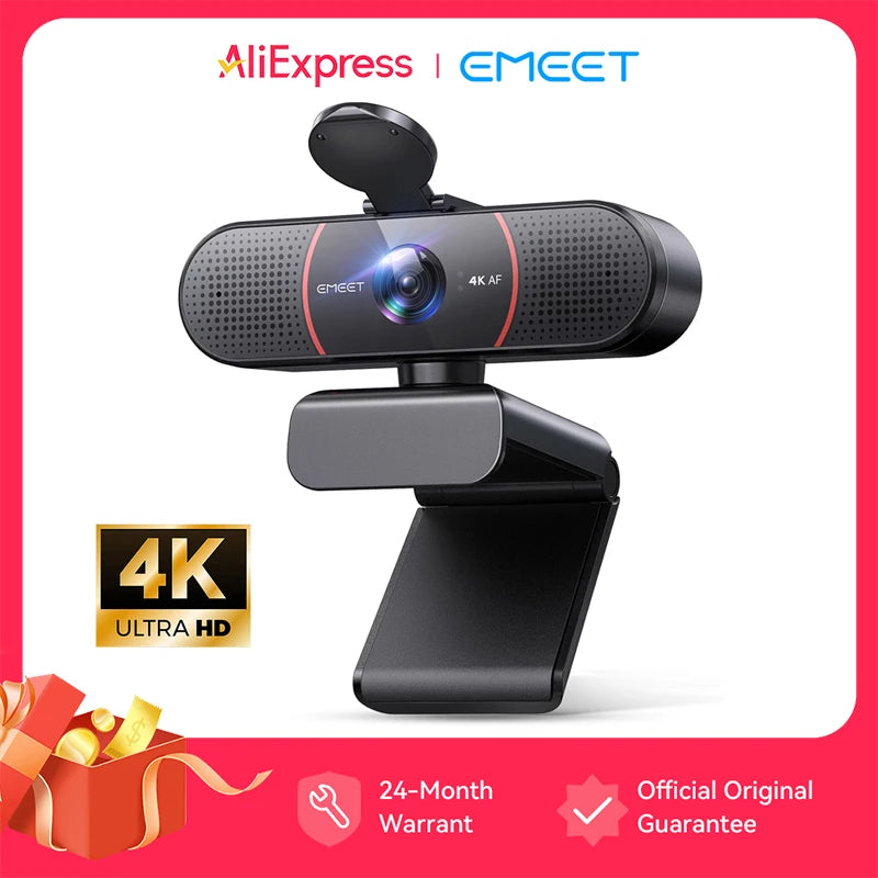 Webcam 4K Autofocus EMEET – 2 Microfoni, USB, 66°, per Streaming e Videoconferenze
