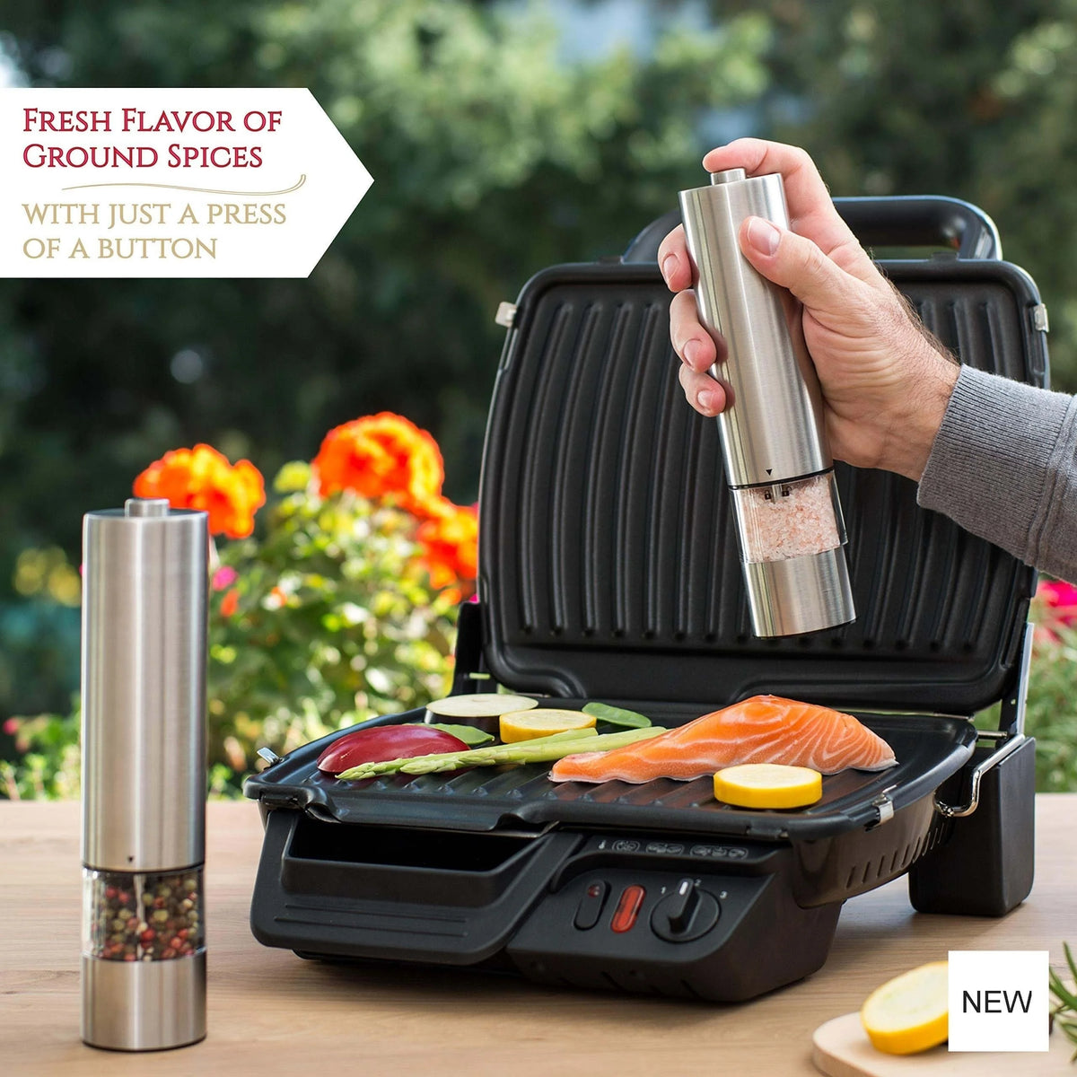 Set Macina Sale e Pepe Elettrico – Acciaio Inox, Luce LED, Funzionamento a Una Mano