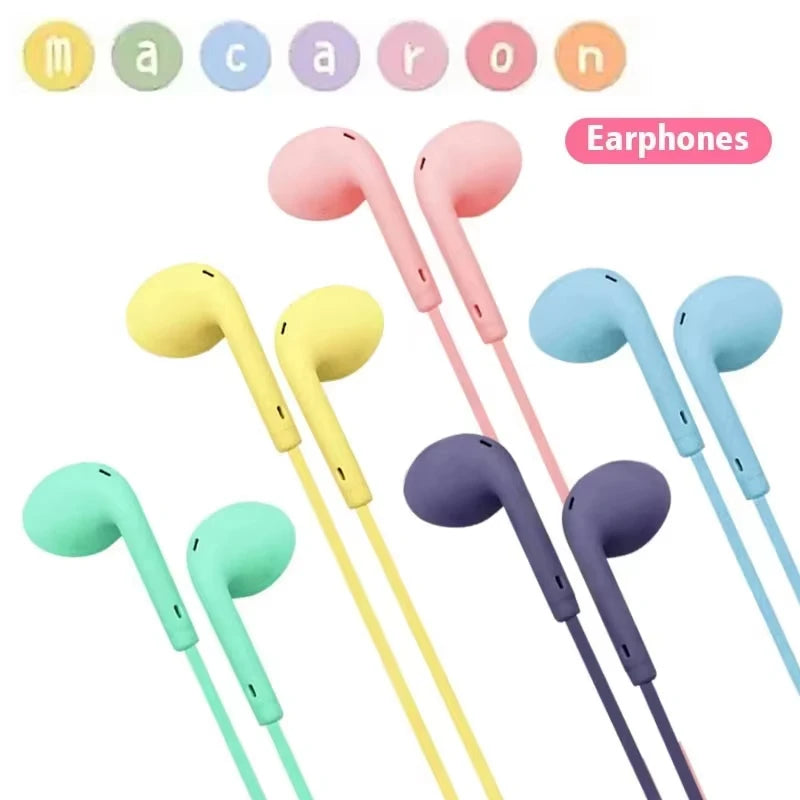 Auricolari Stereo Macaron 3,5mm – Cablati con Microfono, per Sport e Musica